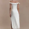 Allegra Off Shoulder Ruffle Midi Dress – Ivory