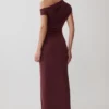 Alyn Off Shoulder Draped Maxi Dress – Dark Plum