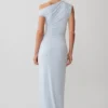 Alyn Off Shoulder Draped Maxi Dress – Pale Blue