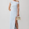 Alyn Off Shoulder Draped Maxi Dress – Pale Blue