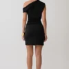 Alyn Off Shoulder Draped Mini Dress – Black