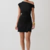 Alyn Off Shoulder Draped Mini Dress – Black