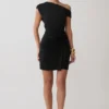 Alyn Off Shoulder Draped Mini Dress – Black
