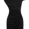 Alyn Off Shoulder Draped Mini Dress – Black