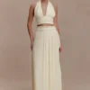Amaris Gathered Plisse Maxi Skirt – Lemon Amaris Gathered Plisse Maxi Skirt – Lemon