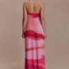 Amaya Strapless Chiffon Maxi Dress – Pink Sunset Print Amaya Strapless Chiffon Maxi Dress – Pink Sunset Print