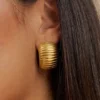 Amelia Textured Hoop – Gold