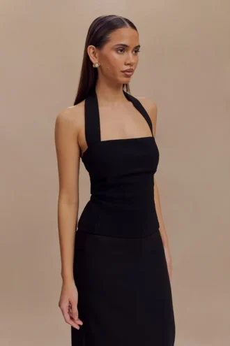 Amelita Suiting Halter Top – Black