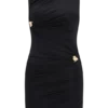 Amia Slinky Sleeveless Mini Dress With Hardware – Black Amia Slinky Sleeveless Mini Dress With Hardware – Black
