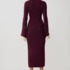 Amirose Ruffle Knit Midi Dress – Plum Amirose Ruffle Knit Midi Dress – Plum