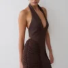 Anari Gathered Scuba Mini Dress – Dark Chocolate Anari Gathered Scuba Mini Dress – Dark Chocolate