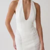 Anari Gathered Scuba Mini Dress – White