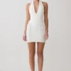 Anari Gathered Scuba Mini Dress – White