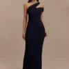 Anastasia One Shoulder Modal Midi Dress – Black