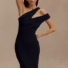 Anastasia One Shoulder Modal Midi Dress – Black