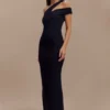 Anastasia One Shoulder Modal Midi Dress – Black