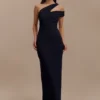 Anastasia One Shoulder Modal Midi Dress – Black