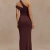 Anastasia One Shoulder Modal Midi Dress – Mahogany