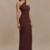 Anastasia One Shoulder Modal Midi Dress – Mahogany