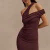 Anastasia One Shoulder Modal Midi Dress – Mahogany