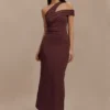 Anastasia One Shoulder Modal Midi Dress – Mahogany