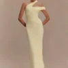 Anastasia One Shoulder Modal Midi Dress – Pale Lemon Anastasia One Shoulder Modal Midi Dress – Pale Lemon