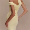Anastasia One Shoulder Modal Midi Dress – Pale Lemon Anastasia One Shoulder Modal Midi Dress – Pale Lemon