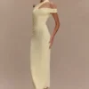 Anastasia One Shoulder Modal Midi Dress – Pale Lemon Anastasia One Shoulder Modal Midi Dress – Pale Lemon