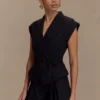 Andina Shortsleeve Linen Top – Black