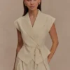 Andina Shortsleeve Linen Top – Natural Beige