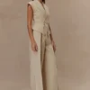 Raya Mid Rise Wide Leg Linen Pant – Natural Beige Raya Mid Rise Wide Leg Linen Pant – Natural Beige