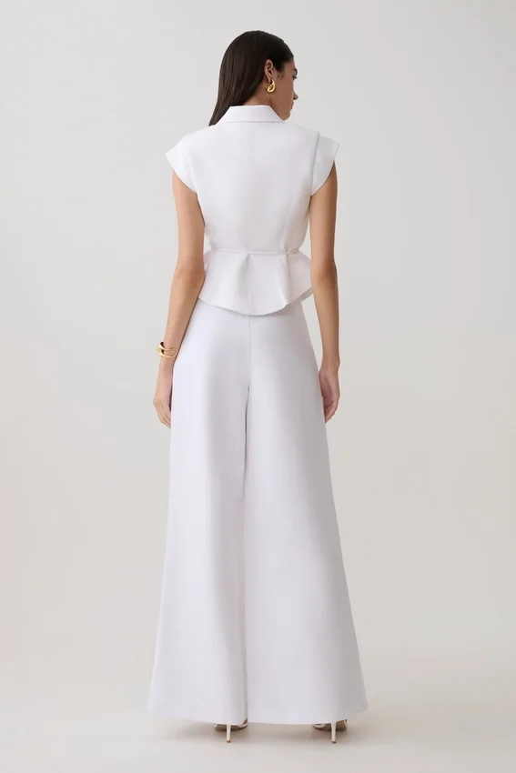 Raya Mid Rise Wide Leg Linen Pant – White Raya Mid Rise Wide Leg Linen Pant – White