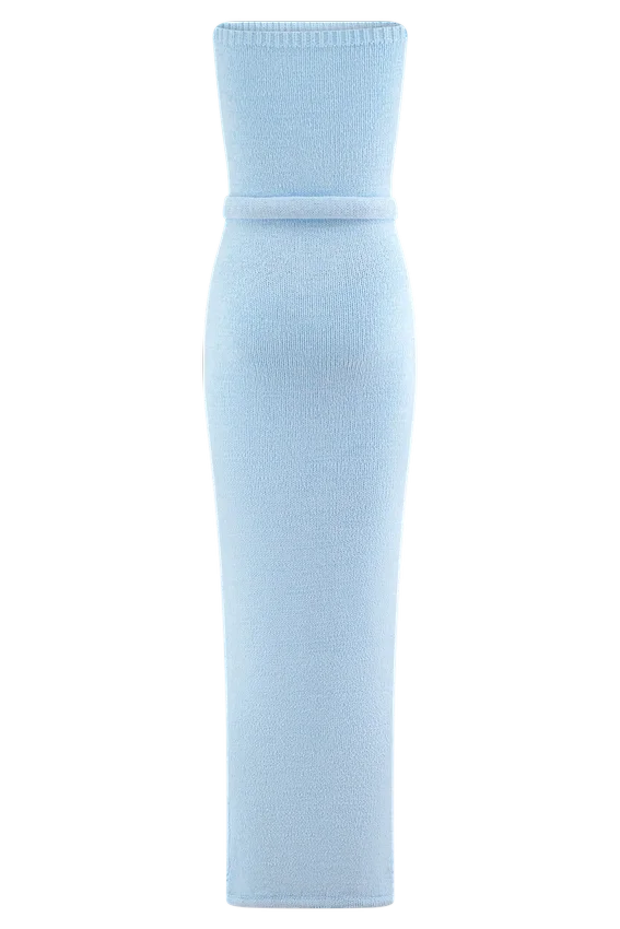 Andrea Strapless Knit Maxi Dress – Light Blue Andrea Strapless Knit Maxi Dress – Light Blue