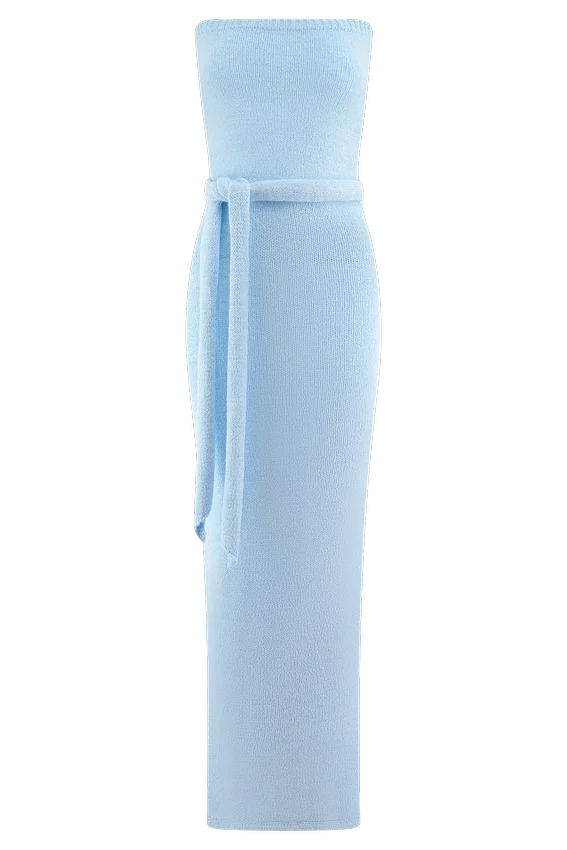 Andrea Strapless Knit Maxi Dress – Light Blue Andrea Strapless Knit Maxi Dress – Light Blue