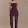 Anette Bandage Knit Strapless Top – Chocolate
