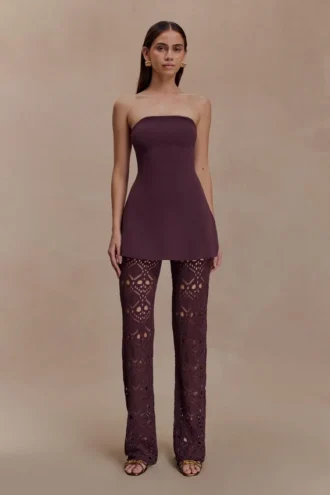 Anette Bandage Knit Strapless Top – Chocolate