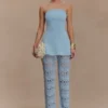 Anette Bandage Knit Strapless Top – Sky Blue Anette Bandage Knit Strapless Top – Sky Blue
