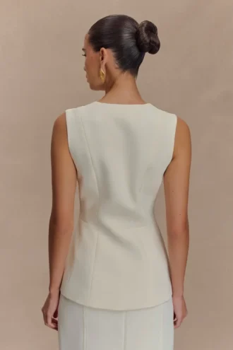 Angelie Suiting Vest Top – Ivory