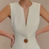 Angelie Suiting Vest Top – Ivory