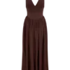 Angelina Scuba Halter Midi Dress – Chocolate Angelina Scuba Halter Midi Dress – Chocolate