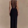 Angelique Beaded Crepe Maxi Dress – Black