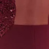 Angelique Beaded Crepe Maxi Dress – Wine
