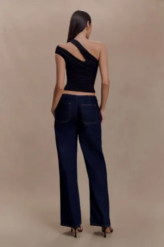 Anna One Shoulder Modal Top – Black