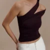 Anna One Shoulder Modal Top – Cacao Brown Anna One Shoulder Modal Top – Cacao Brown