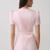 Anne Short Sleeve Satin Top – Pale Pink
