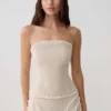 Annie Strapless Tie Back Linen Top – Natural
