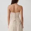Annie Strapless Tie Back Linen Top – Natural