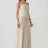 Annie Strapless Tie Back Linen Top – Natural