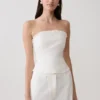 Annie Strapless Tie Back Linen Top – White Annie Strapless Tie Back Linen Top – White