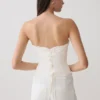 Annie Strapless Tie Back Linen Top – White Annie Strapless Tie Back Linen Top – White